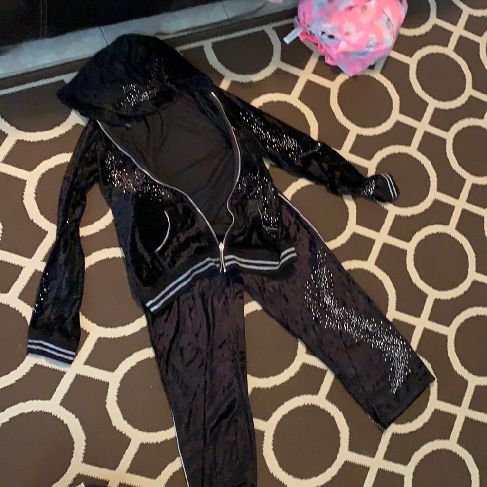 BCBG crushed velvet track suit